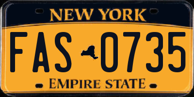 NY license plate FAS0735