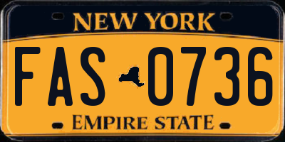 NY license plate FAS0736