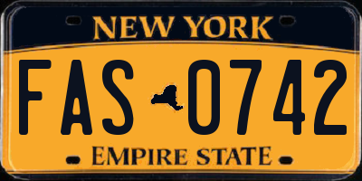 NY license plate FAS0742