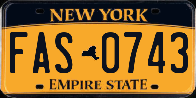 NY license plate FAS0743