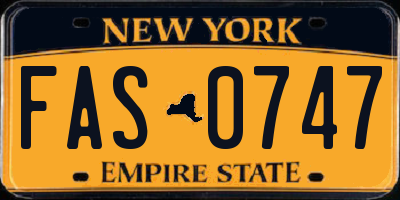 NY license plate FAS0747