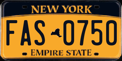 NY license plate FAS0750