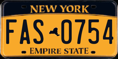 NY license plate FAS0754