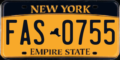 NY license plate FAS0755