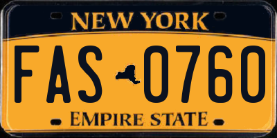 NY license plate FAS0760