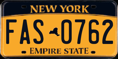 NY license plate FAS0762