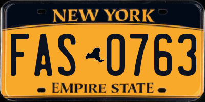 NY license plate FAS0763