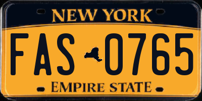 NY license plate FAS0765