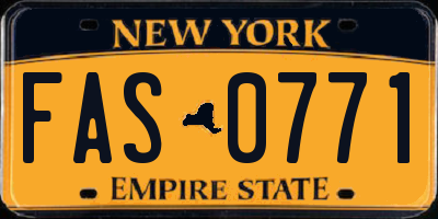 NY license plate FAS0771