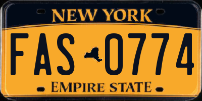 NY license plate FAS0774