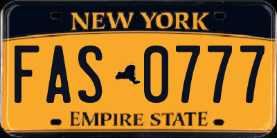 NY license plate FAS0777