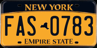 NY license plate FAS0783