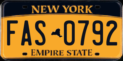 NY license plate FAS0792