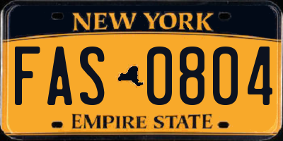 NY license plate FAS0804