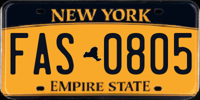 NY license plate FAS0805