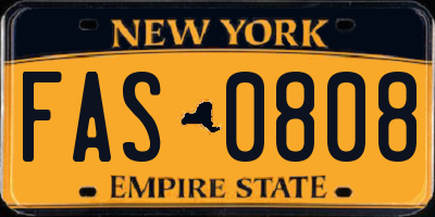 NY license plate FAS0808