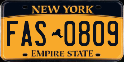 NY license plate FAS0809