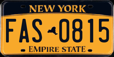 NY license plate FAS0815