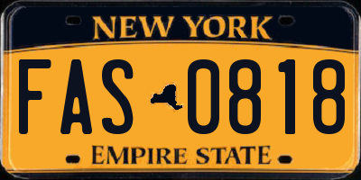 NY license plate FAS0818