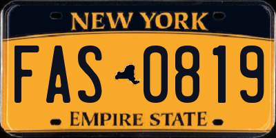 NY license plate FAS0819