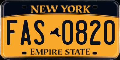 NY license plate FAS0820