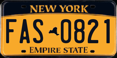 NY license plate FAS0821