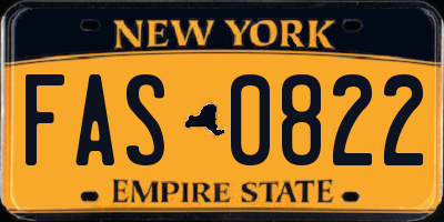 NY license plate FAS0822