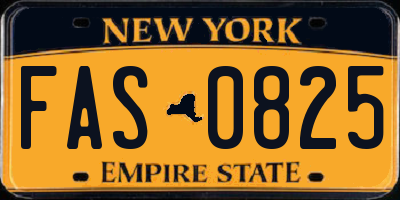 NY license plate FAS0825