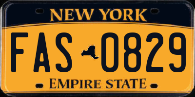 NY license plate FAS0829