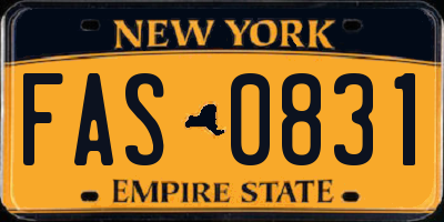 NY license plate FAS0831