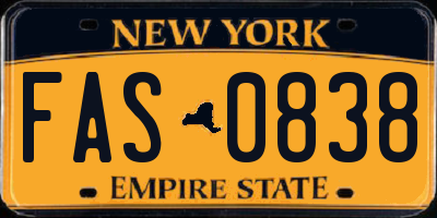 NY license plate FAS0838