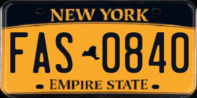 NY license plate FAS0840