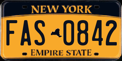 NY license plate FAS0842