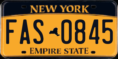 NY license plate FAS0845
