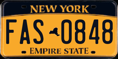 NY license plate FAS0848