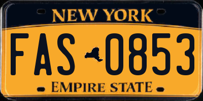 NY license plate FAS0853