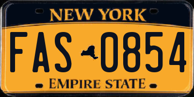 NY license plate FAS0854
