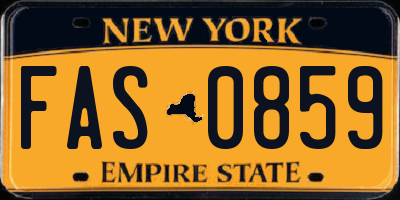 NY license plate FAS0859