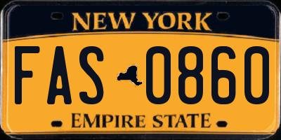 NY license plate FAS0860