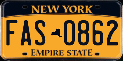 NY license plate FAS0862