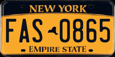 NY license plate FAS0865