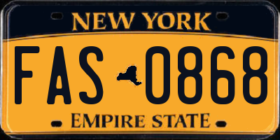 NY license plate FAS0868