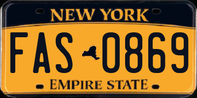 NY license plate FAS0869