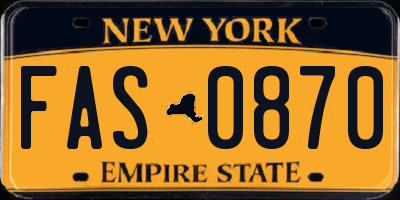 NY license plate FAS0870