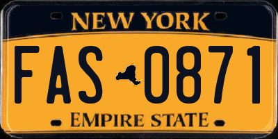 NY license plate FAS0871