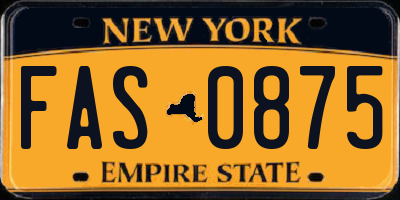 NY license plate FAS0875