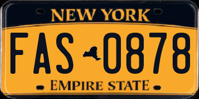 NY license plate FAS0878