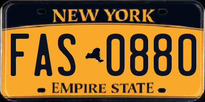 NY license plate FAS0880