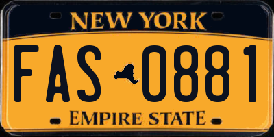 NY license plate FAS0881