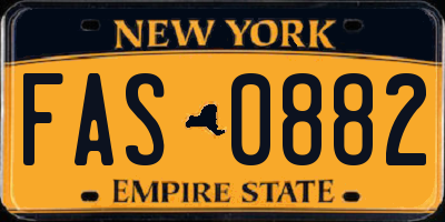 NY license plate FAS0882